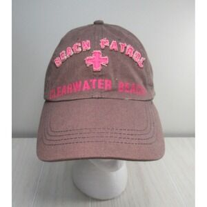 Beach Patrol Clearwater Beach FL brown pink baseball Hat Cap one size adjustable